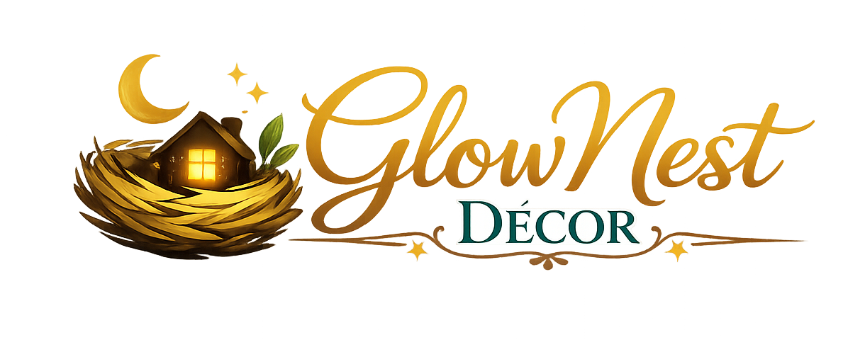 Elegant GlowNest Décor logo design